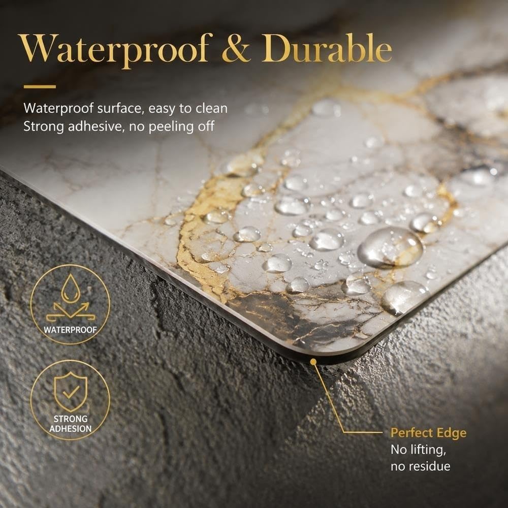 Peel and Stick Marble Ceramic Wall Panels Backsplash Tile, DIY Installation