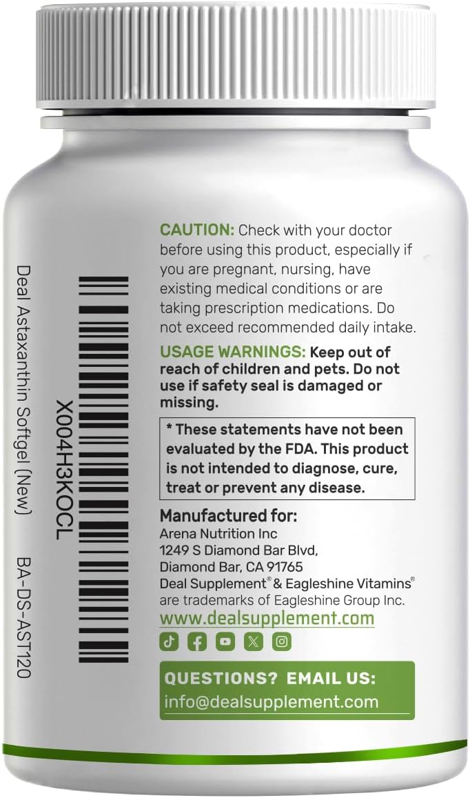 DEAL SUPPLEMENT Astaxanthin 24mg Per Serving (12mg Per Cap), 120 Softgels – Double Strength Microalgae – Antioxidant Supplements for Skin, Eyes, Joints & Immune Support – Non-GMO - Image 7