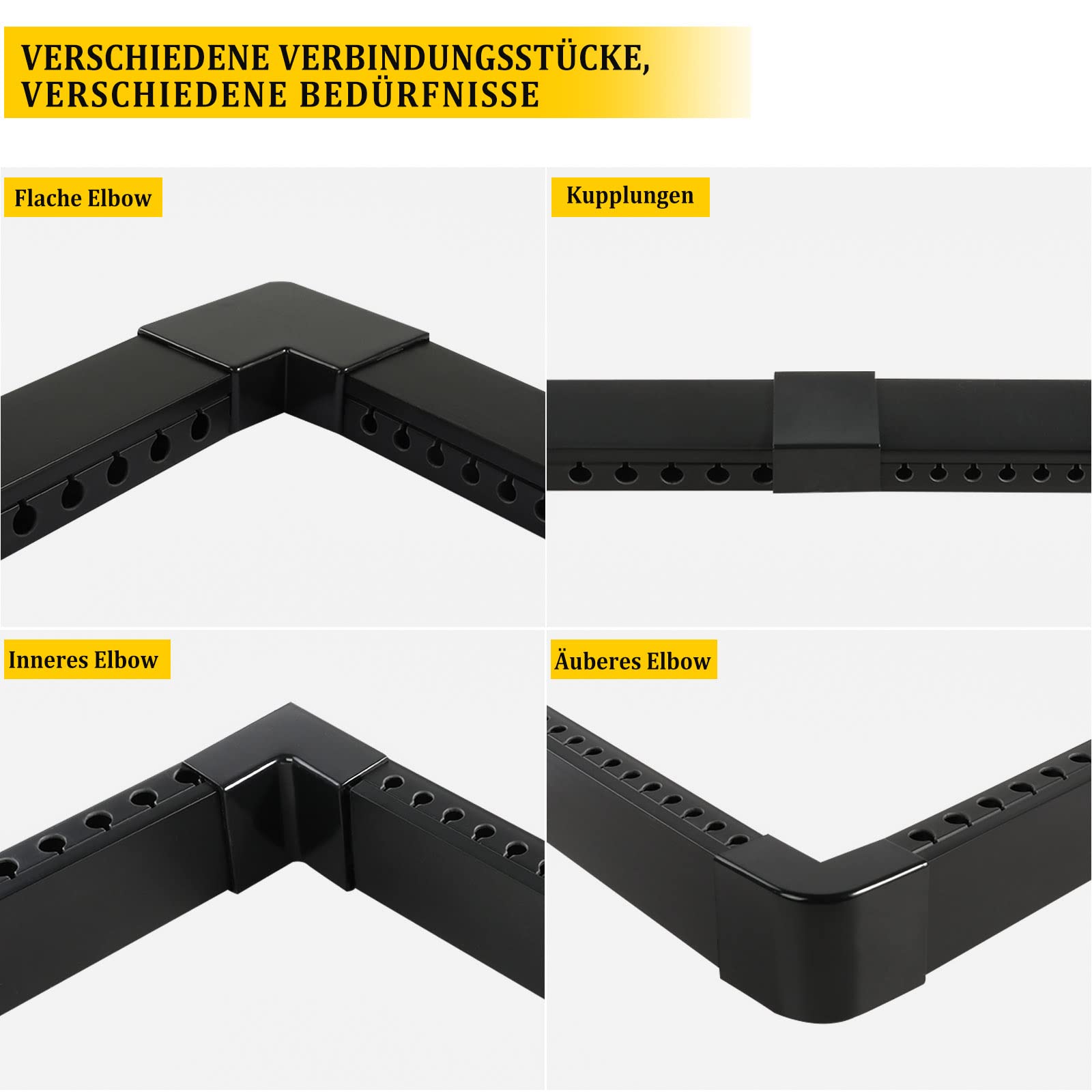 Kabelkanal Selbstklebend, Alritz 9 Stück PVC Kabelabdeckung Kabelmanagement Schreibtisch und TV Kabelkanal Installationskanal Wand (Black)