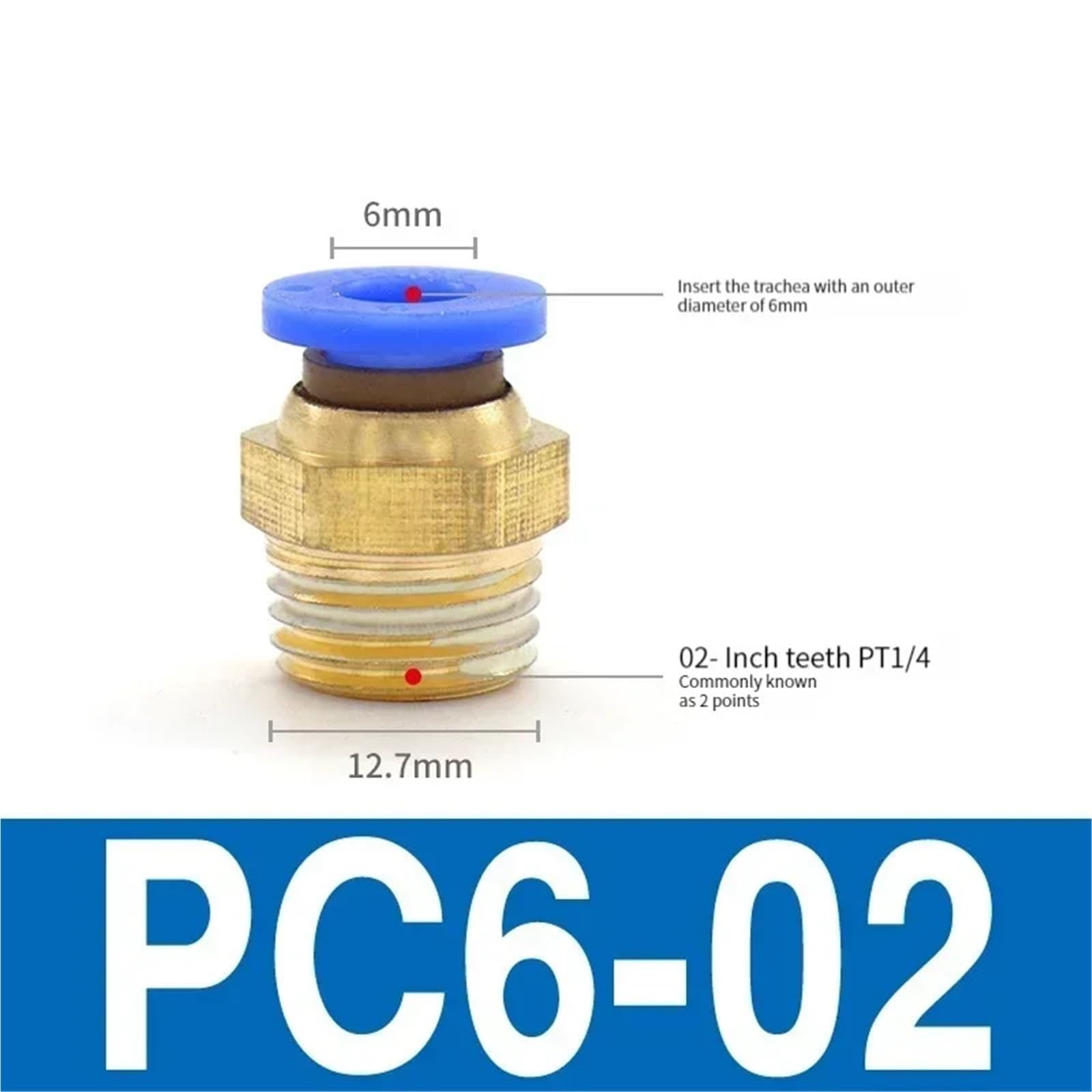Pneumatic Air Connector Fitting 4mm 6mm 8mm 10mm 12mm Thread 1/4" 1/8" 3/8 1/2 M5 Hose Fittings Pipe Quick Connectors 10PCS(Pc6-02)