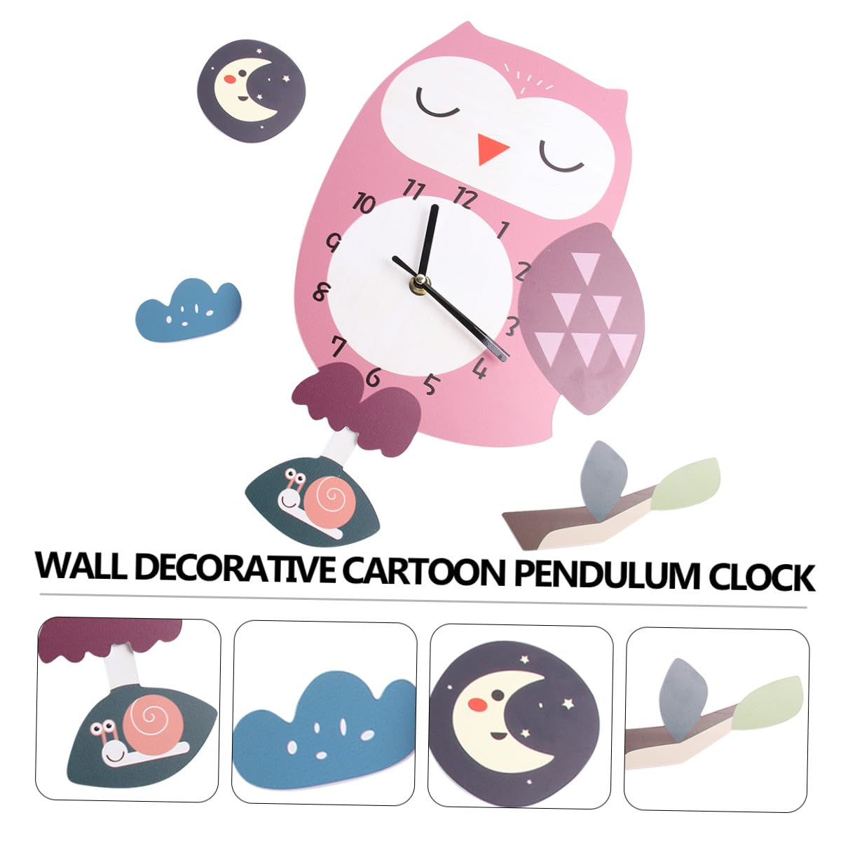 Reloj de Pared de Dibujos Animados Diseño de Búho, Material Ecológico, Silencioso, para Decoración de Habitaciones Infantiles y Aulas, Adecuado para Jardín de Infantes y Salón