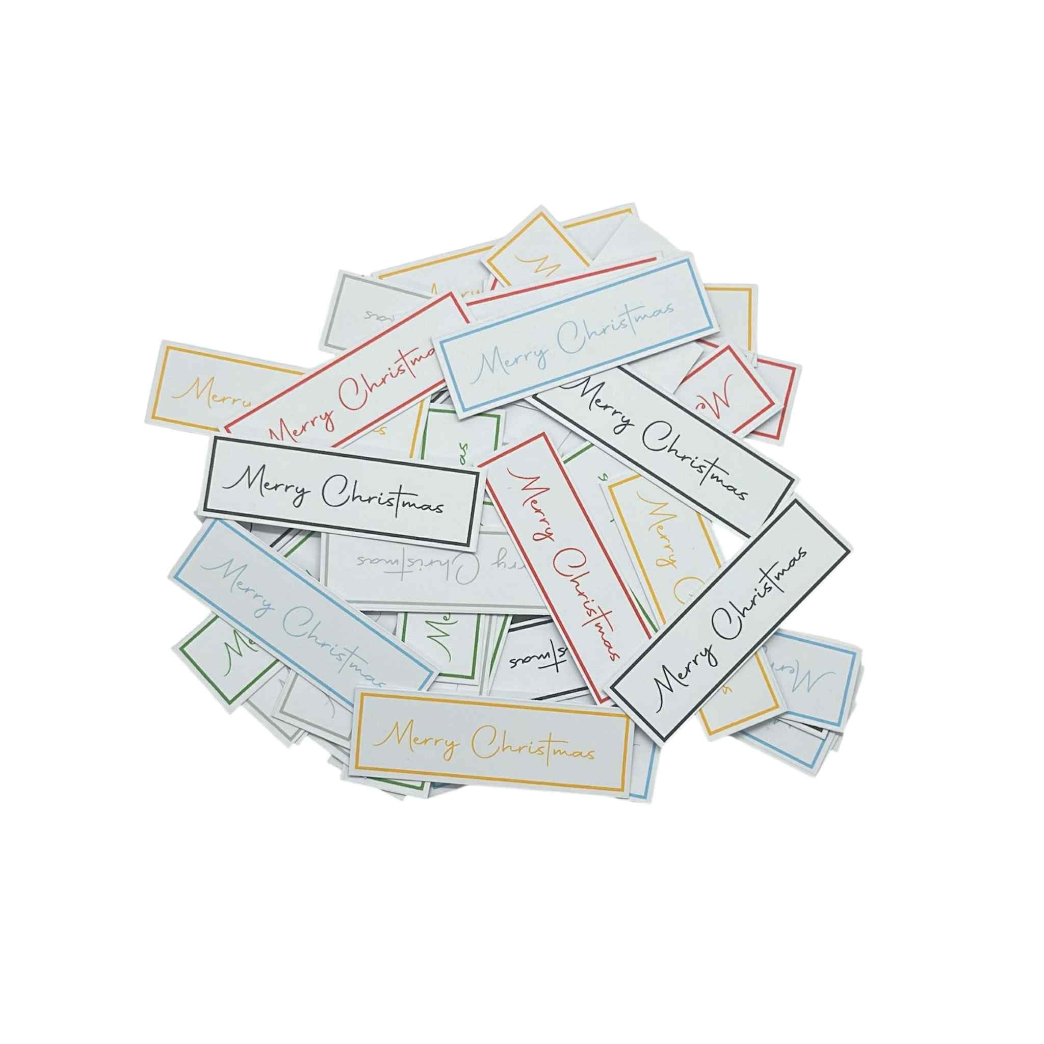 50 x Merry Christmas Card Toppers, Mixed Colours, Scrapbooking and Card Making Embellishments Kits Supplies