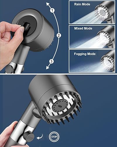 Miniatura 2 de Cabezales de ducha de alta presión con mano, cabezal de ducha filtrado, alto flujo incluso con agua baja, cabezal de ducha filtrado de 4 modos para