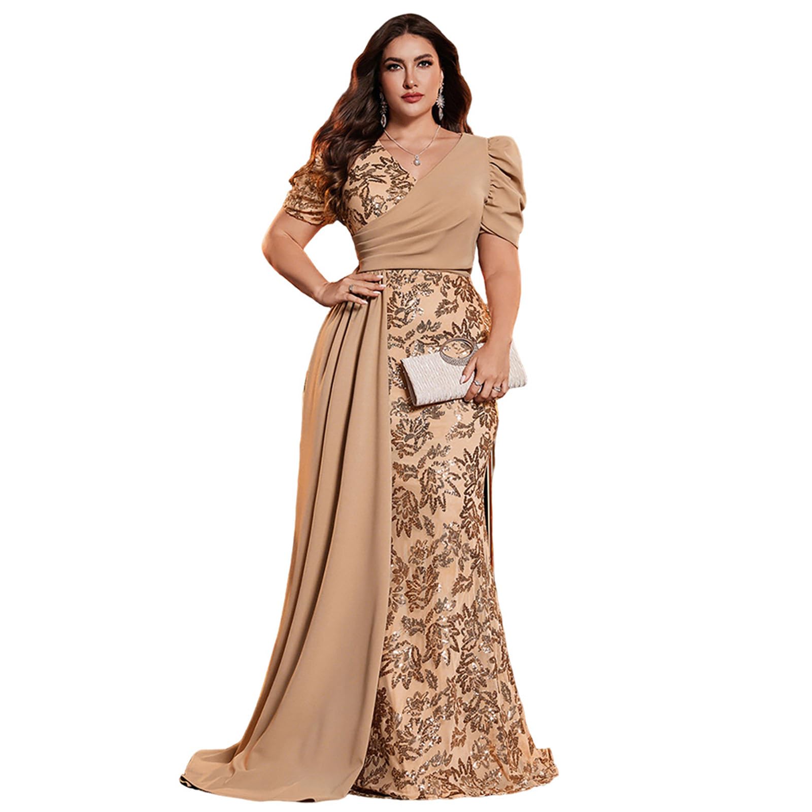 Elegant Women's Puff Sleeve Mermaid Ball Gown