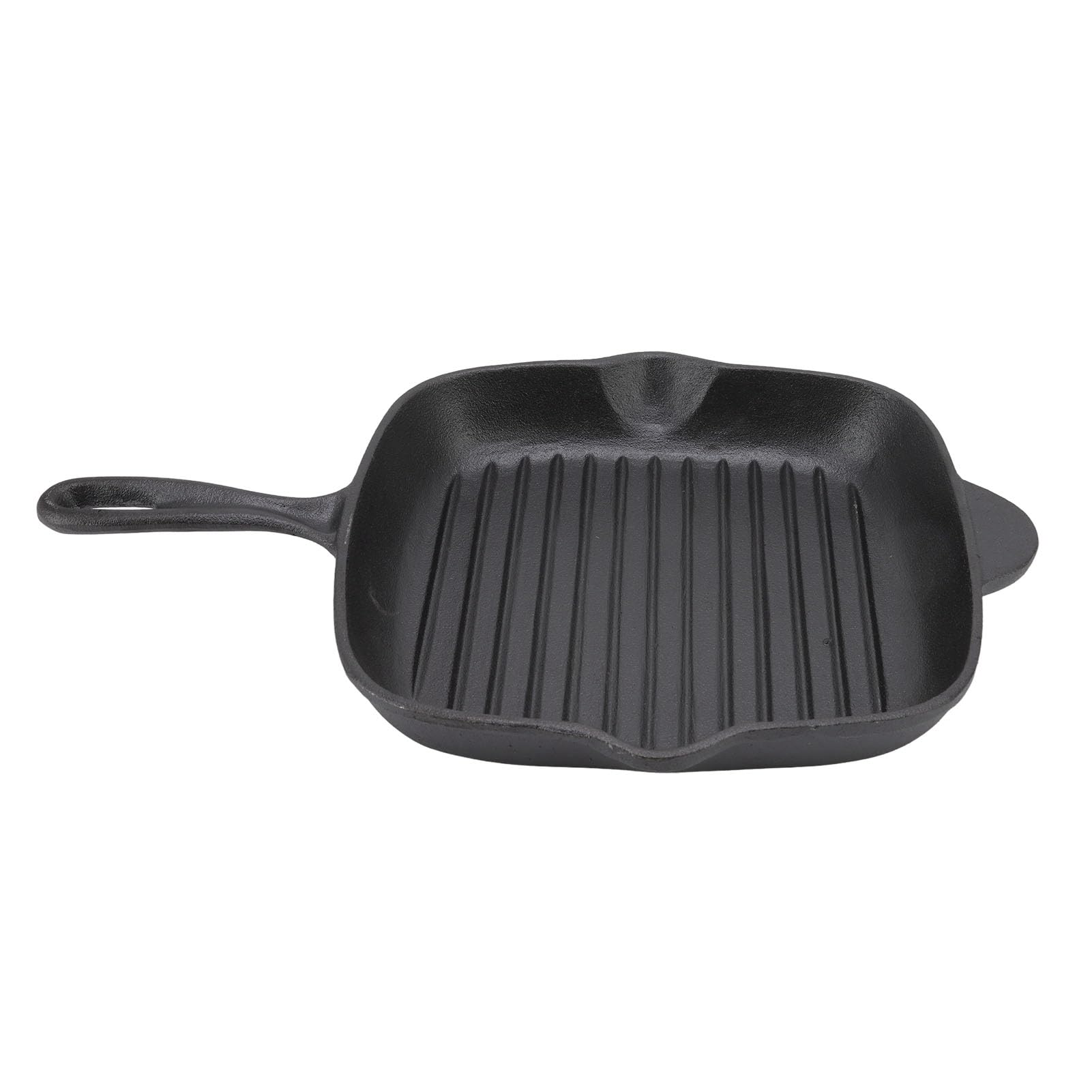 Generic Żeliwna Patelnia z Grillem Pasiastka Patelnia Kwadratowa Stekowa Czworonożna dla Wołowiny, Grillowanie (28CM)
