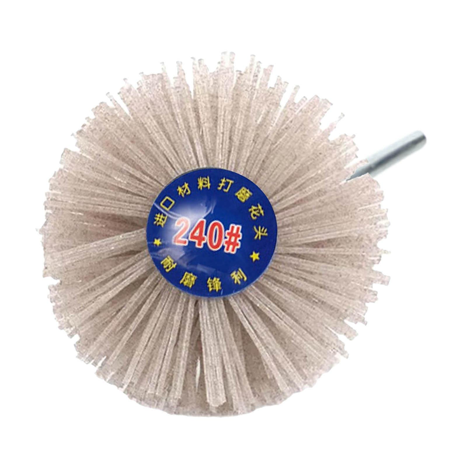 Generic Nylon Wheel Brush with Threaded Shank Rotary Tools Abrasive Wire Brush Sanding Mop Abrasive Wheel for Rust Remover Painting Polishing, 240 Grit