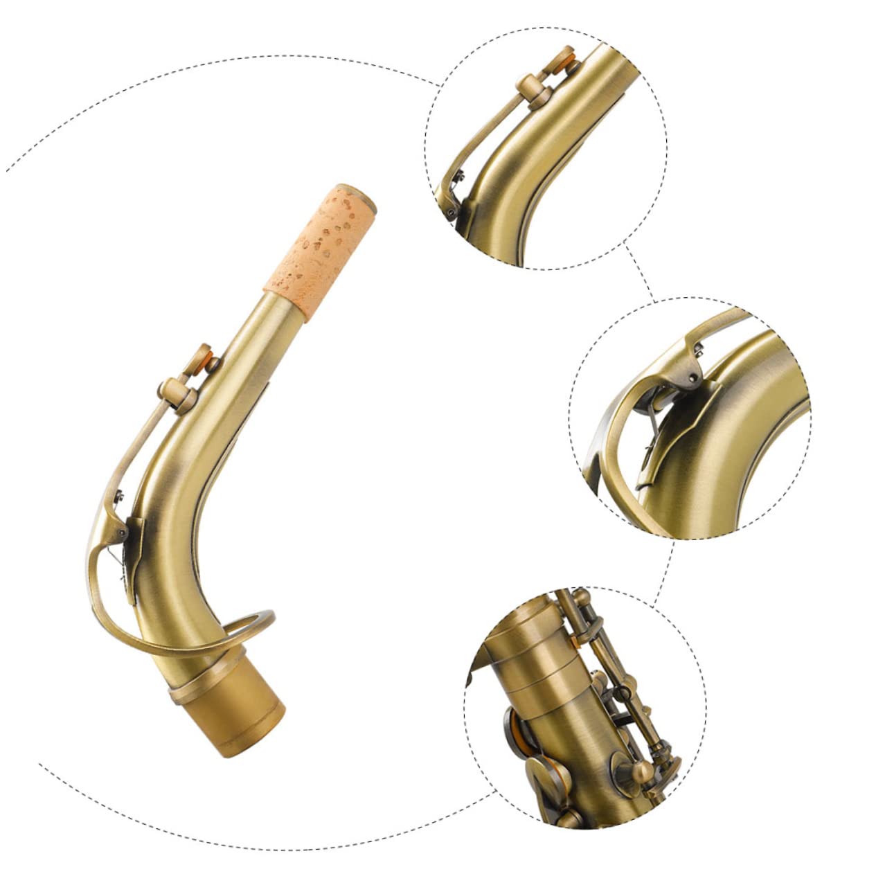 HANABASS Collo per Sax Contralto in Ottone Anticato Accessorio Sostitutivo Resistente e Decorativo per Saxophone