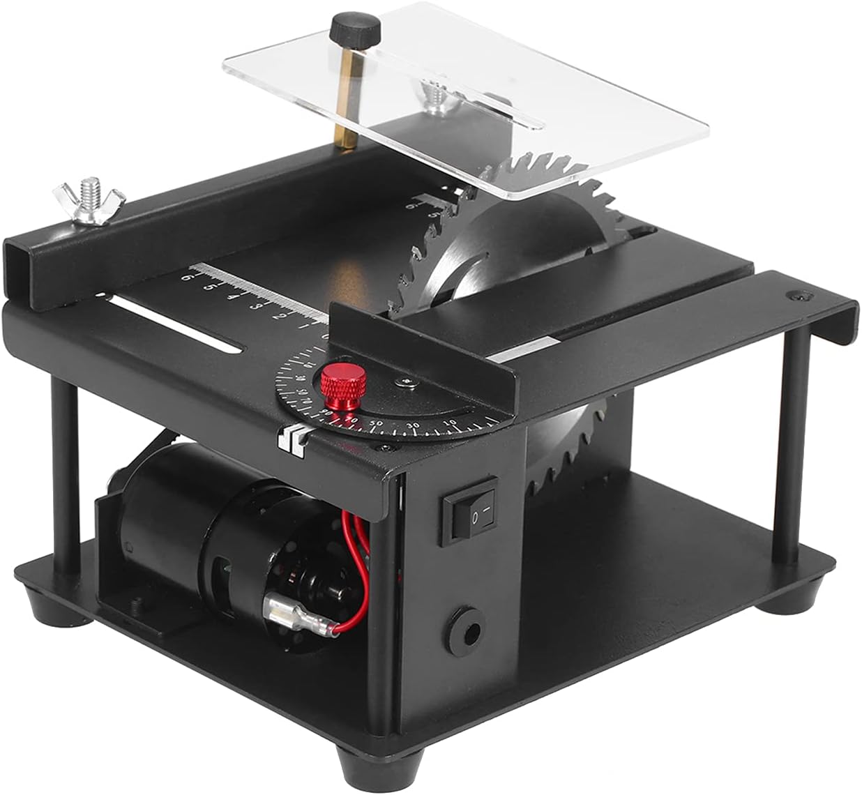 MorelianMulti-Functional Table Saw Mini Desktop Saw Cutter Electric Cutting Machine with Saw Blade Grinding Wheel Adjustable-Speed Angle Adjustment 35MM Cutting Depth for Wood Plastic Acrylic Cutting