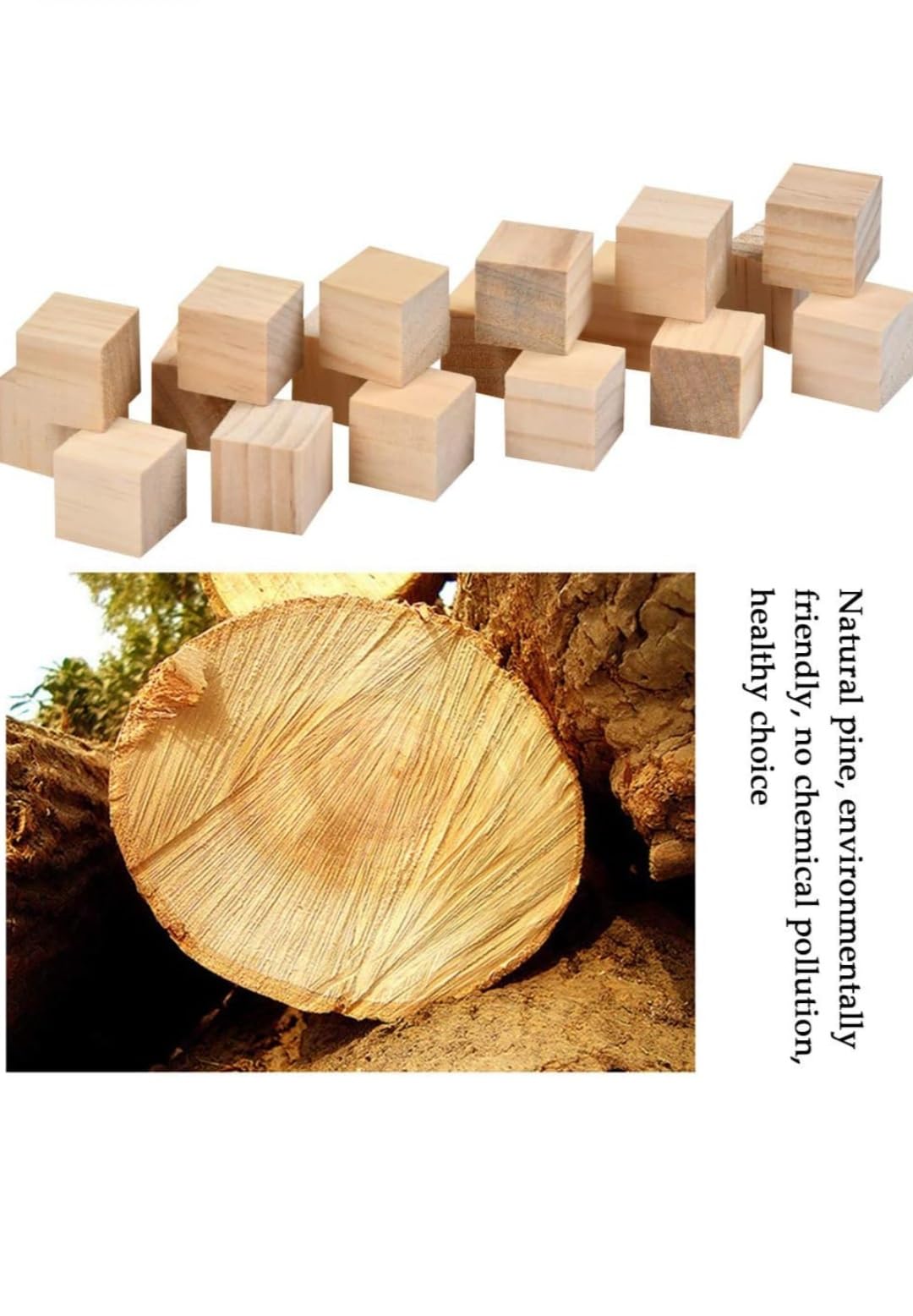 Bhaiji Enterprises Wooden Cubes, (1 inch x 1 inch) 10 Wooden Square Cubes 2