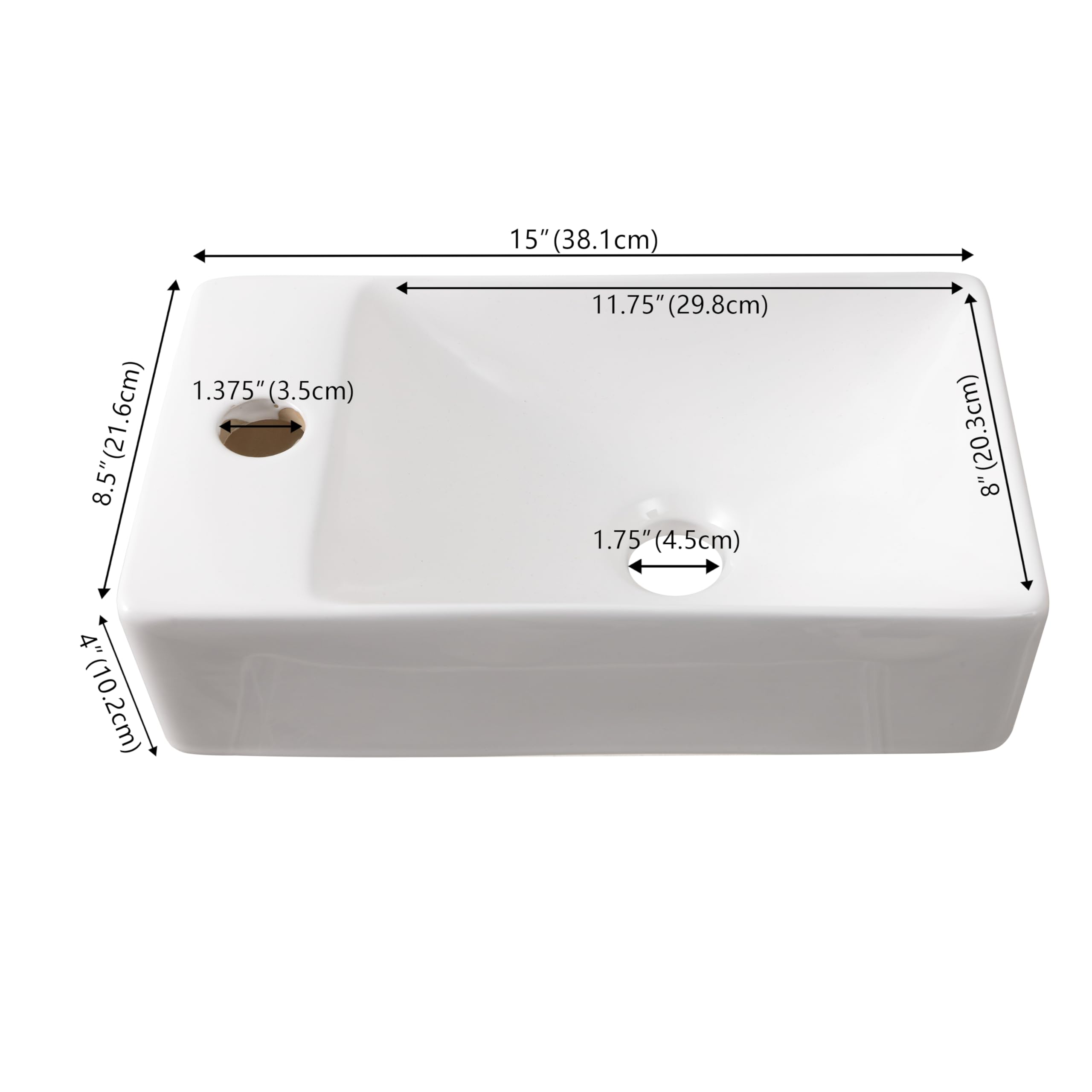 JONATHAN Y Felix 15 in. W x 8.5 in. D Wall Mounted Ceramic Sink