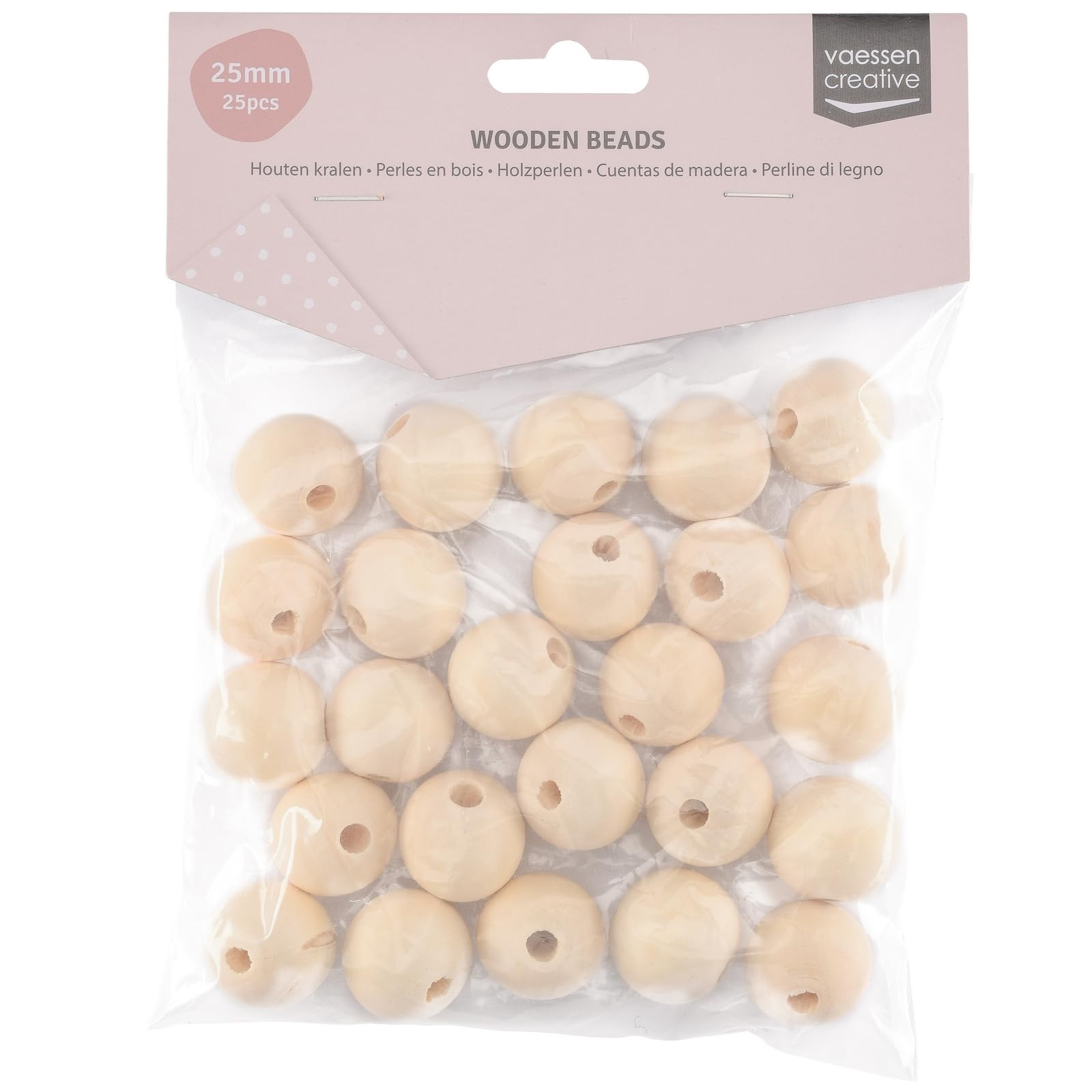 Perline Di Legno Non Trattate Vaessen Creative | Diametro 25 Mm | 25 Pezzi Per Artigianato E Gioielli - Foto 5
