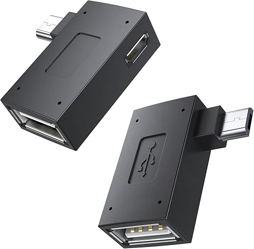 MOGOOD Adaptador de cable OTG para Fire TV Stick 4K, memoria añadida para Fire TV Stick en ángulo izquierdo y recto Micro USB a USB OTG adaptador