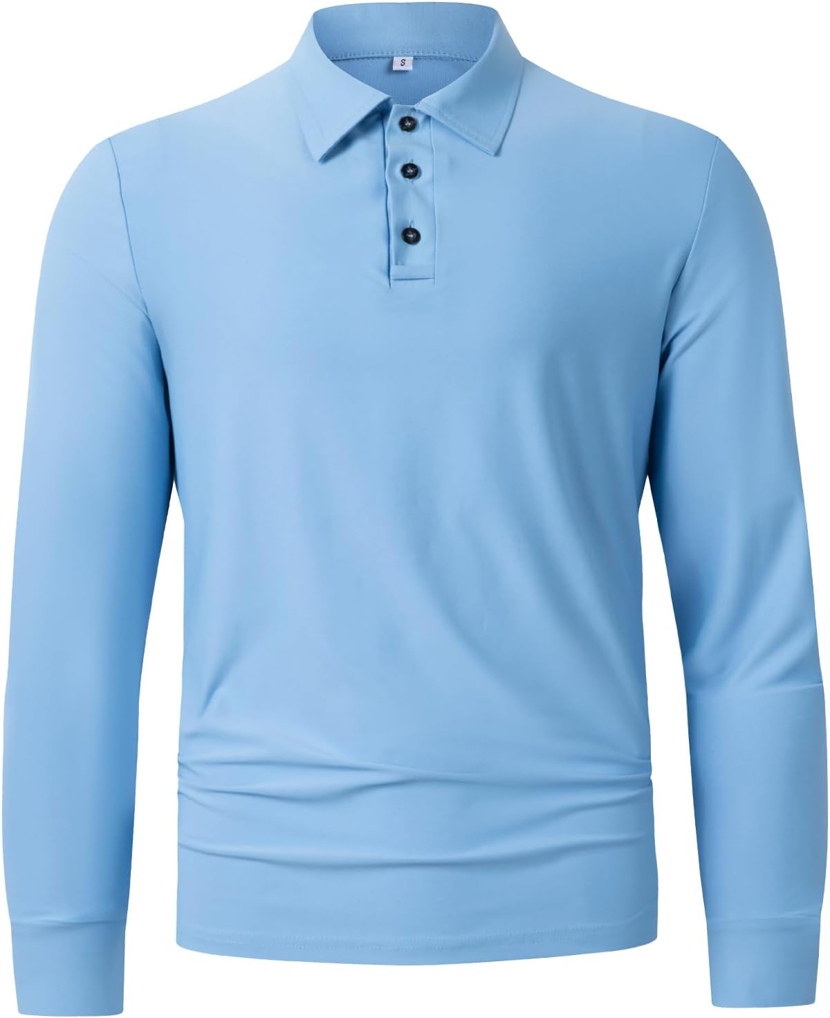 Klyptxyo Men's Long Sleeve Polo Shirts with Eyeglass Loop, Classic 3-Button Golf Shirt, Sports Business Casual Tee Shirt