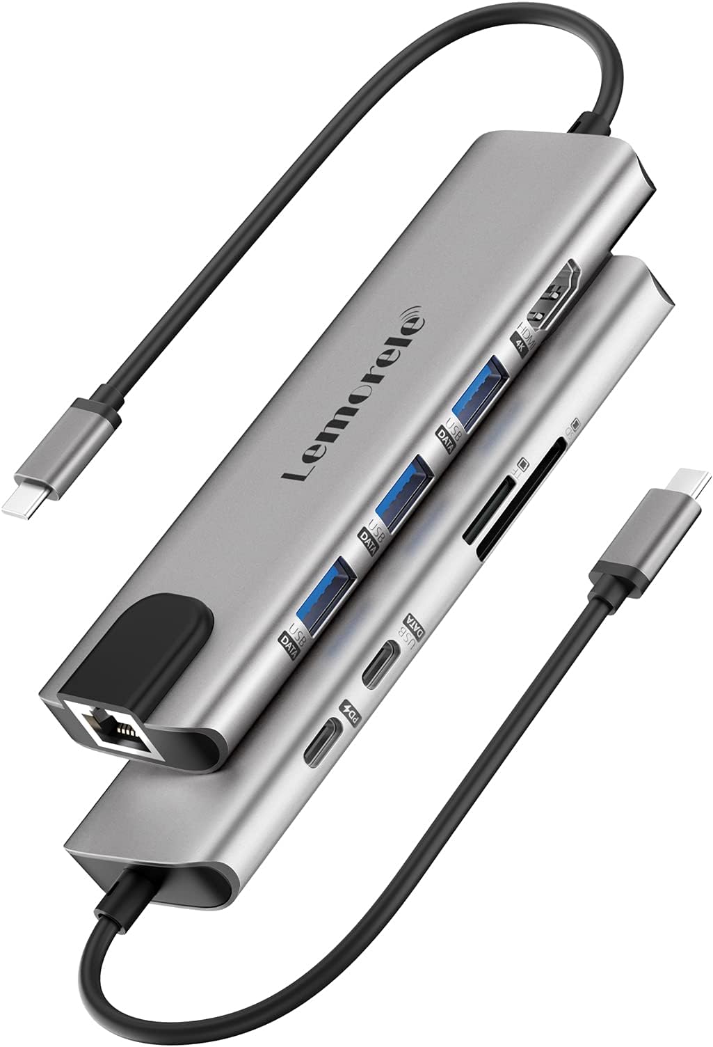 Lemorele USB C Hub, 9 in 1 USB C Hub Multiport Adapter w/Gigabit Ethernet, 100W PD, HDMI 4K, USB 3.0, USB C Data Port, SD/TF Card Reader, Dongle Docking Station for MacBook Pro Steam Deck Laptops