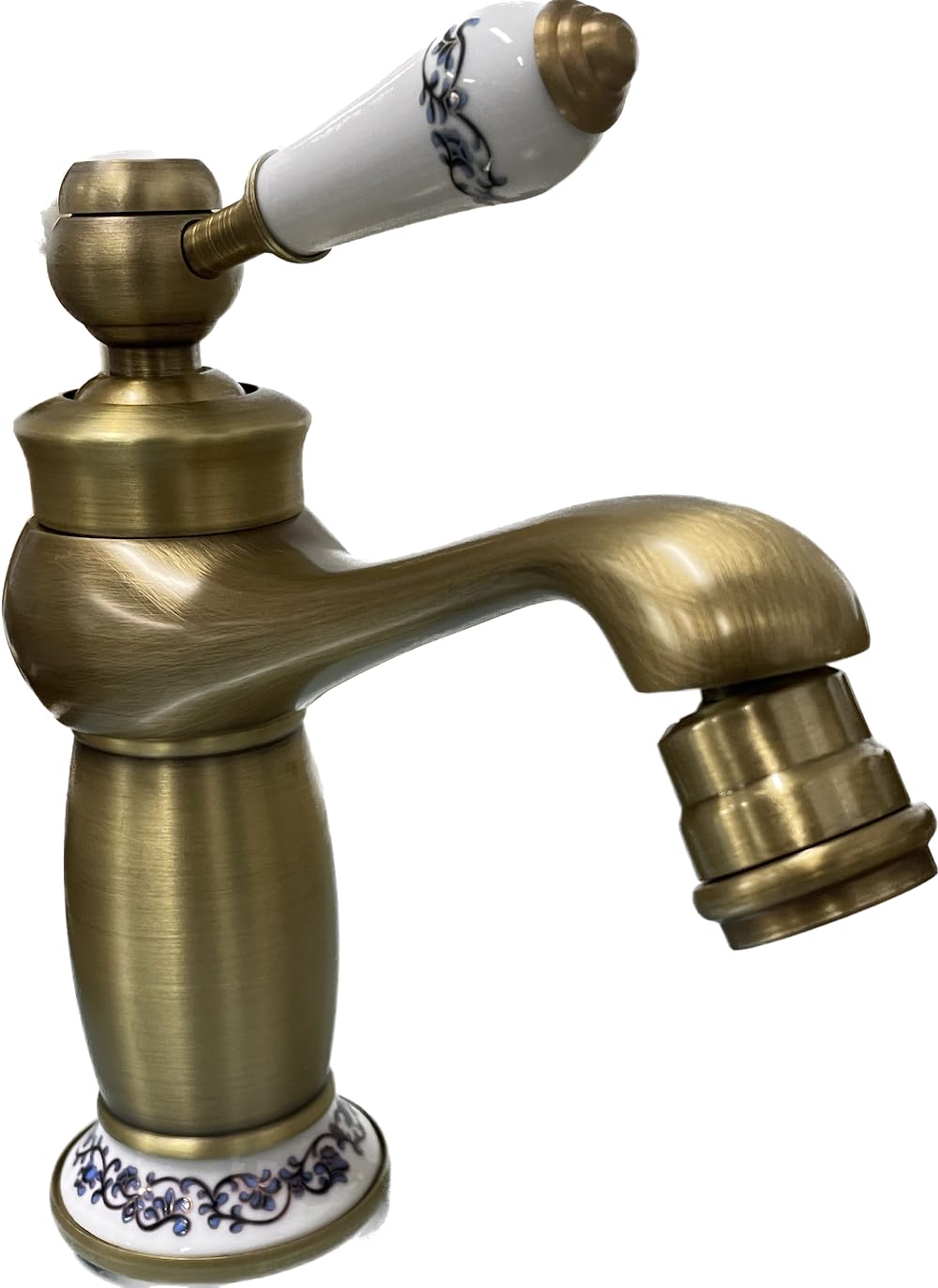 BAGNOCLIC - Miscelatore Bidet Vintage Ottone | Design Retro con Dettagli Simil-Ceramica | Snodo Orientabile | Finitura Bronzata Antica, Marrone, Ottone