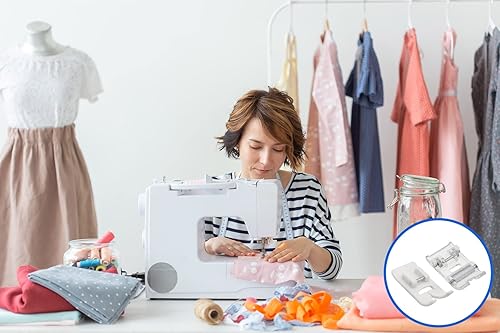 Miniatura 6 de 2 prensatelas para máquina de coser de teflón en zigzag y antiadherente, se adapta a todas las máquinas de coser de vástago bajo, a presión,