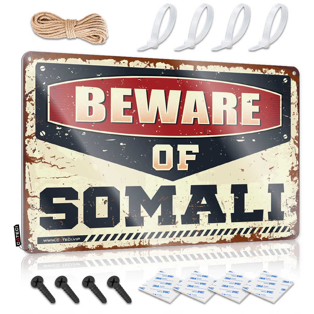 HELIOFORGE Metal Signs Funny Beware Of Somali Sign Drinking Signs Funny Funny Signs For Home Decor(30X40CM)