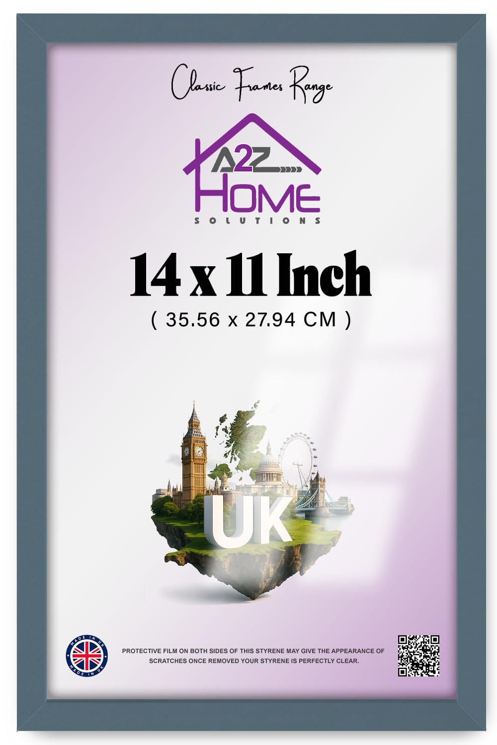 A2Z Home Solutions® Wall Floating Photo Frame Dark Grey 11 x 14 Inch Frame Display 27.94 x 35.56 cm Wall Hanging Portrait Landscape With Clear HD Perspex Home Office Décor Gift