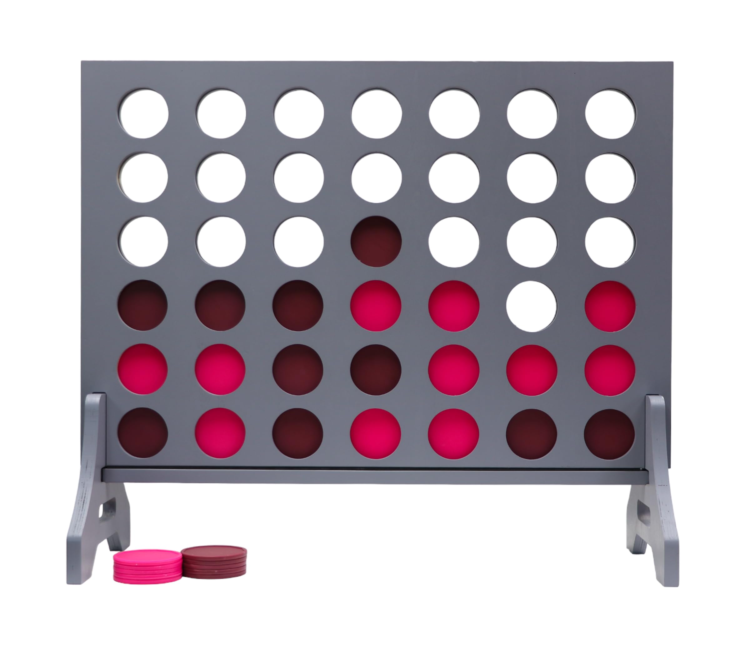 Giant 4 in a Row Game for Family &amp; Adults – Tailgating Pros Jumbo Grey Wooden Four in a Row Indoor &amp; Outdoor Yard Game for Family Party Fun, Portable Activities for Patio, Backyard, and Camping