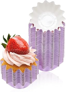 100 PCS Baking Cups Cupcake Liner Flared Brioche Muffin Wrappers Purple | Standard Greaseproof Coated Paper Cup for Wedding Birthday Holiday Party or Baby Shower