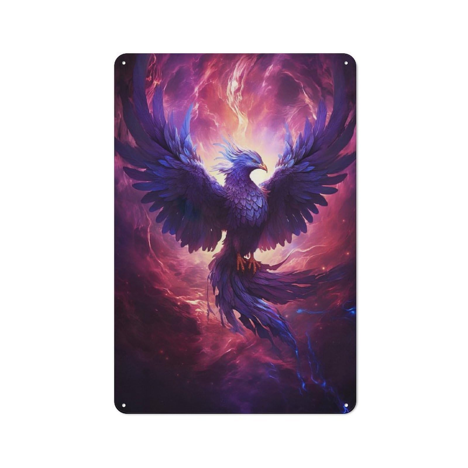 Junmoney Mystical Phoenix Bird Vintage Metal Wall Decor 30X20cm, Tin Wall Sign For Coffee Bar, Kitchen, Bistro Or Tea Corner