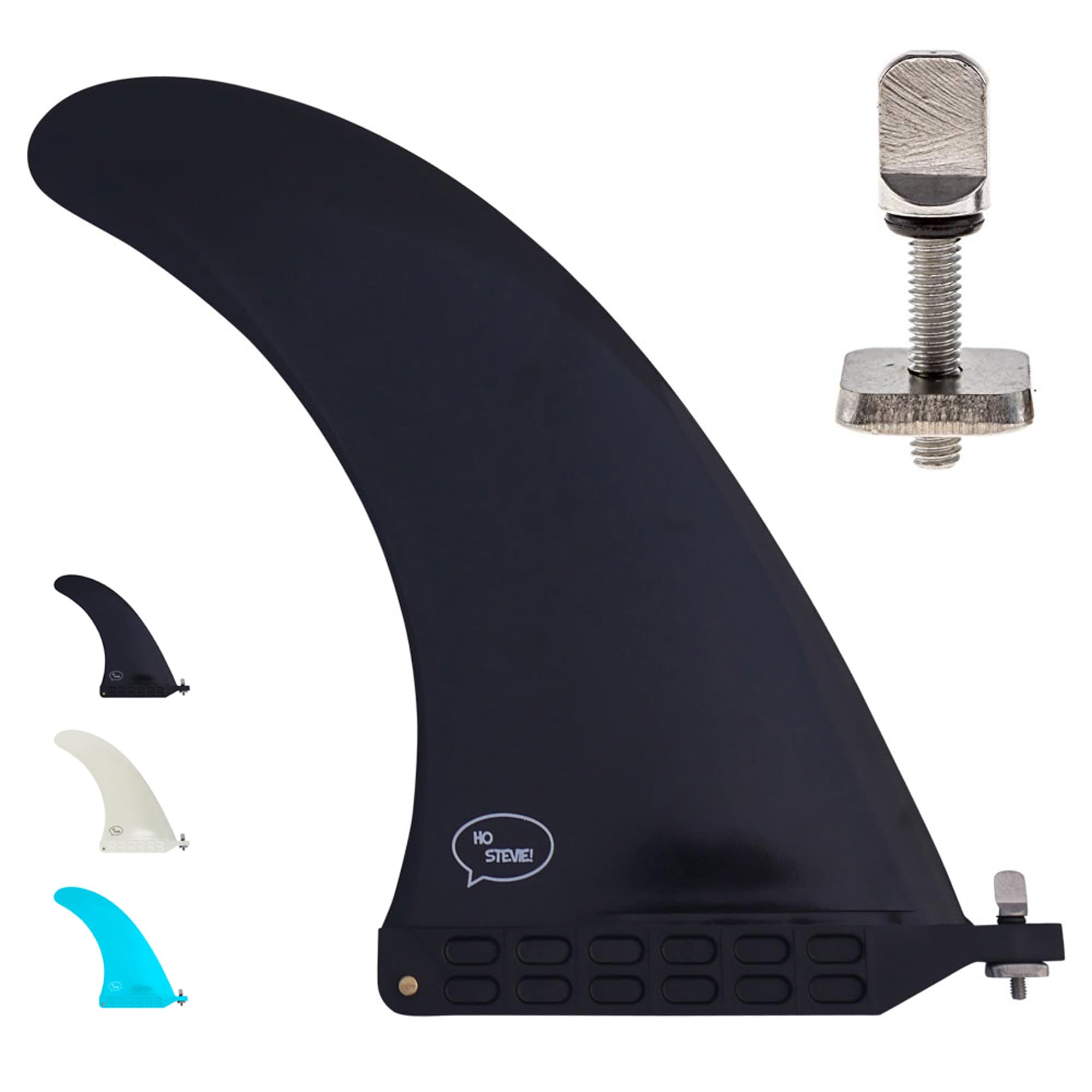 Ho Stevie! Longboard/SUP Center Fin + Free No-Tool Screw - Easy Installation - Stronger Than Regular Nylon Fins