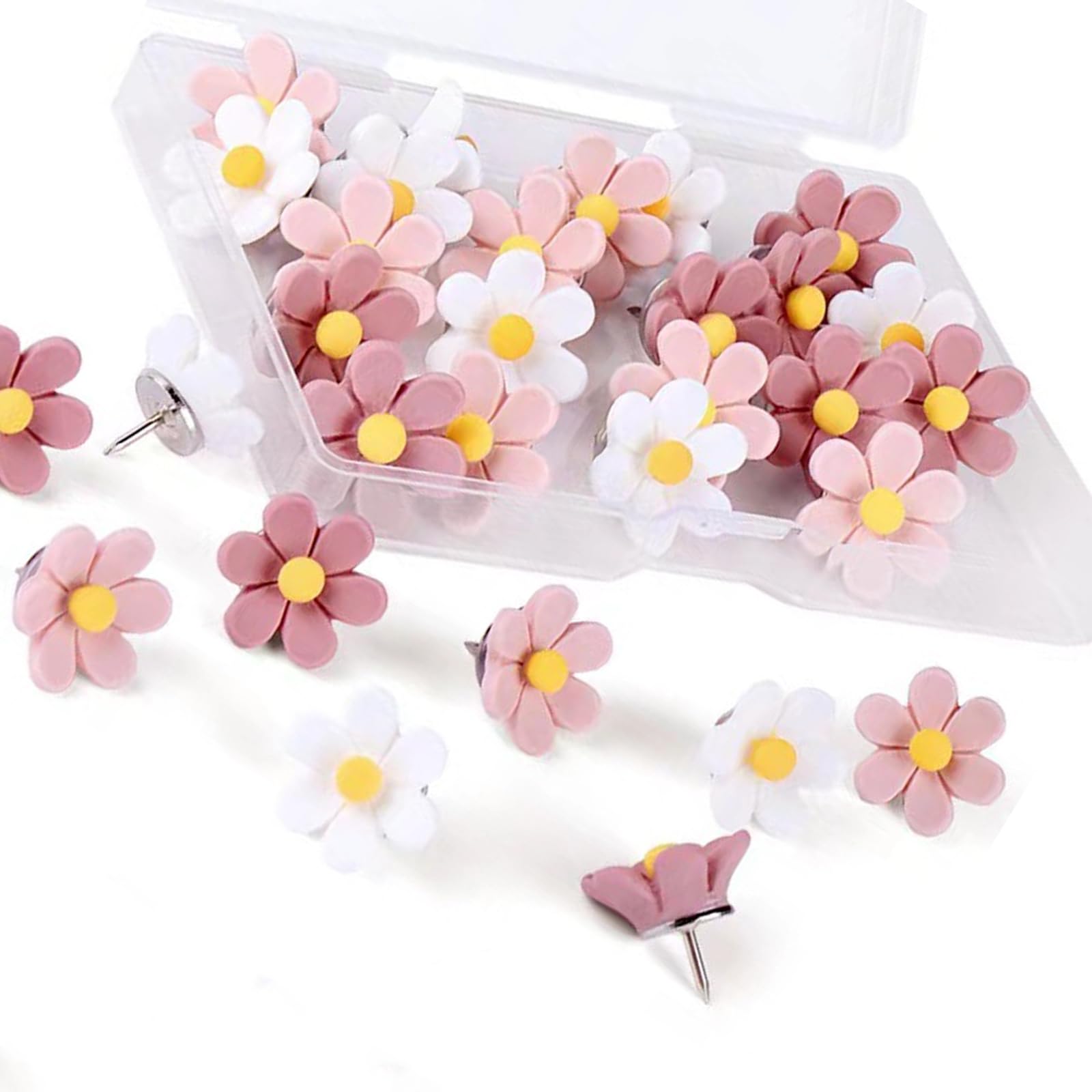 50Pcs Flower Head Push Pins Cork Notice Board Thumb Tacks Drawing Head Pushpin for Bulletin Board Photo Wall