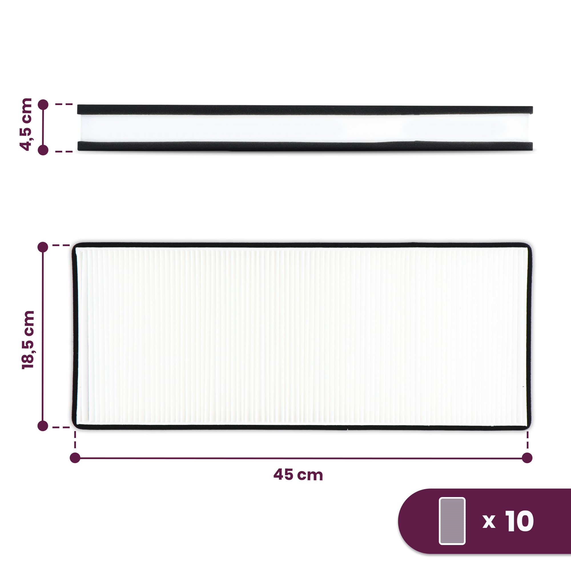 10x Vellto Filtro Per Sistema Di Ventilazione Compatibile Con Thessla Green Airpack Home 300 400 500 H V M5 G3 Cartuccia Di Ricambio Efficiente Durevole Filtrazione Aria