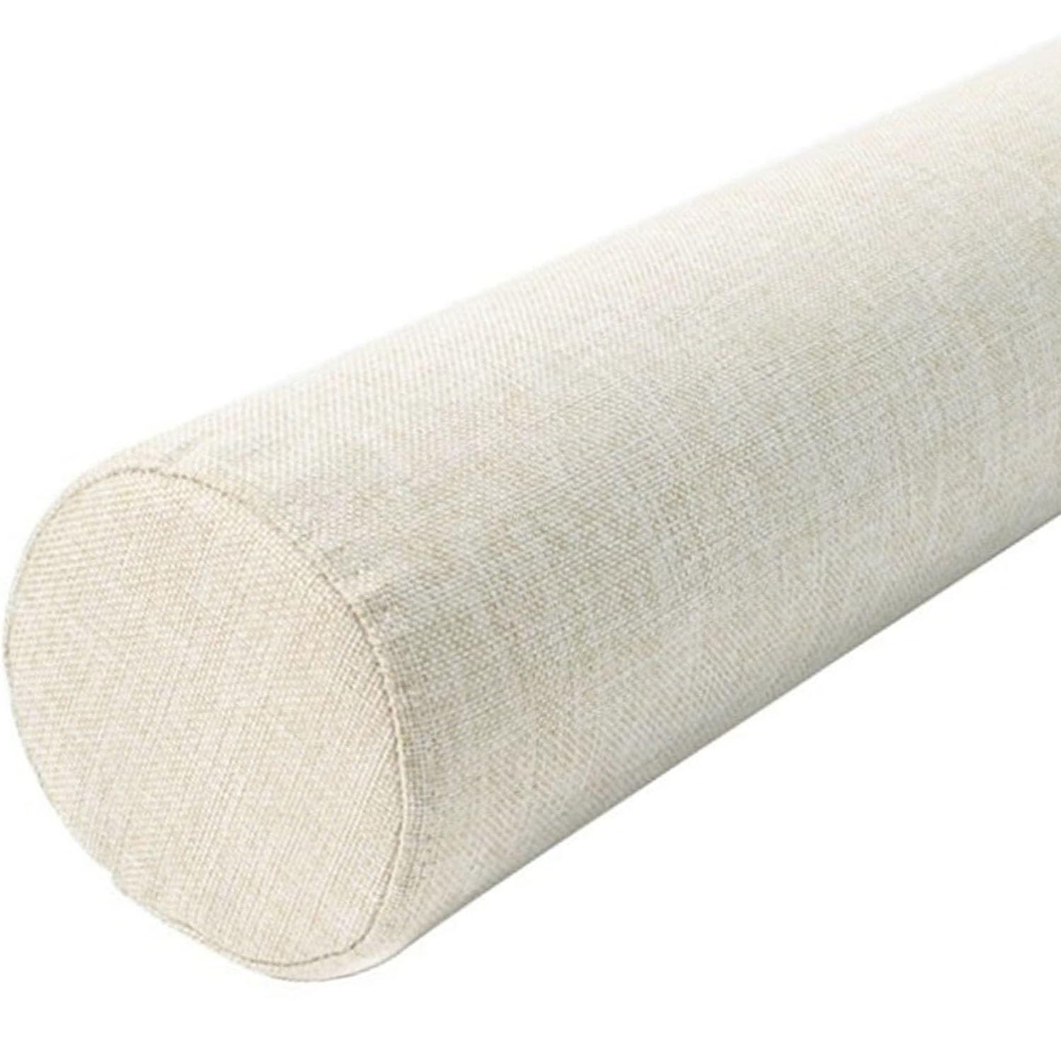 Odaima Beige Cylindrical Pillow Cushion,Round Cervical Roll Bolster Pillow,Cervical Neck Roll Pillow Linen Covers With Zipper Removable,For Head, Neck, Back And Legs(,20Cmx60cm)