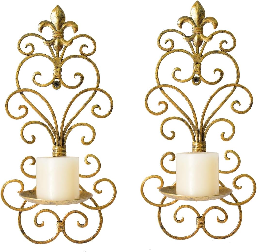 2 Sets Wall Sconce Candle Holder Set of 2 Iron Wall Hanging