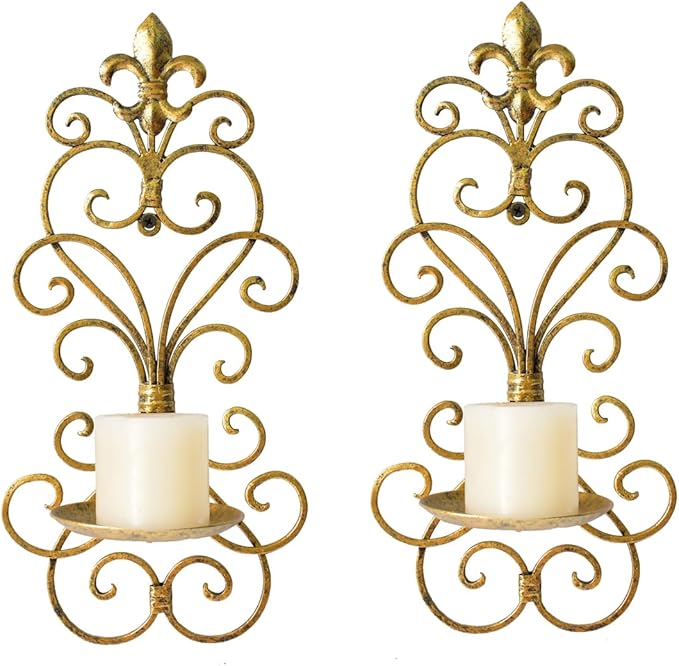 JUCONSIN Wall Sconces Candle Holder Set of 2, Metal Wall