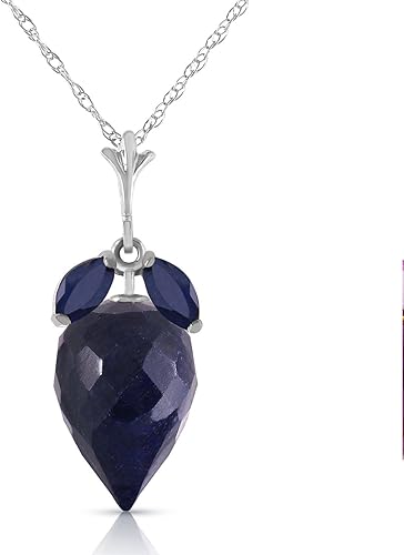 Galaxy Gold GG Collar de oro macizo de 14k con zafiros de gota Briolette Marquesa y puntiagudos