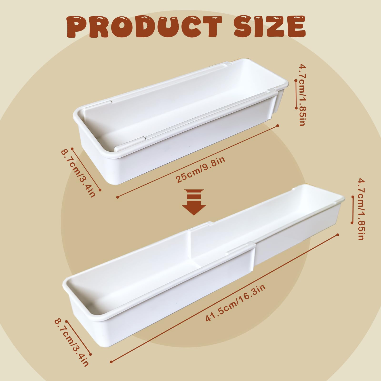 YUANQIZHU Expandable Straw Organizer Drawer Holder for Cabinet?Deep Drawer Organizer Kitchen Cabinet Organizer Fits for Stanley Long Straw(WHITE)