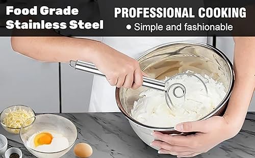 Miniatura 2 de Mezclador de masa de acero inoxidable de grado alimenticio  Mezclador de masa de acero inoxidable sin esfuerzo, batidor de pan, herramienta de mano