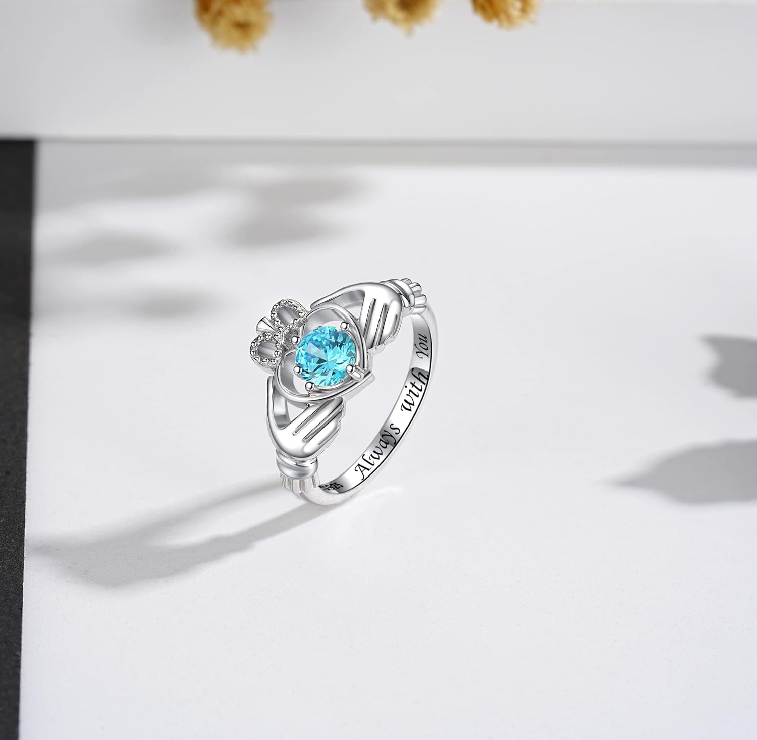 Hug Heart Claddagh Rings for Women - 925 Sterling Silver Irish Claddagh Love Friendship Promise Ring Band Always with You Gift Jewelry