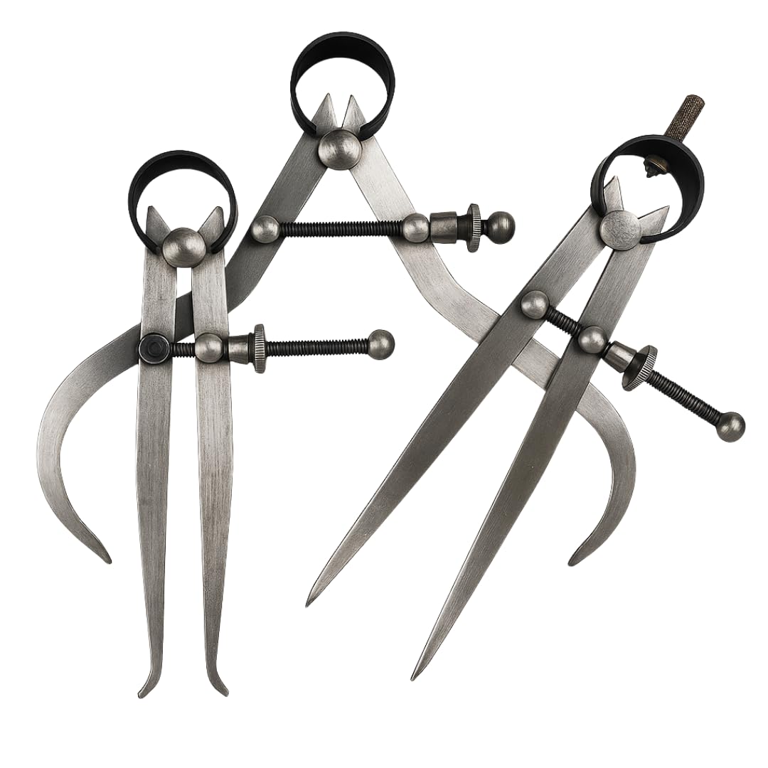 QUIX 3 Piece Caliper Set | Robust Steel Construction | Precise Locking Screw Mechanism | Versatile 4" (10.2 cm) Calipers | Ideal for Professional and