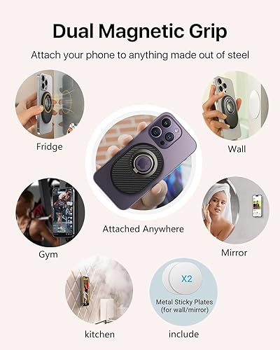 Miniatura 7 de Danmus Agarre magnético para teléfono (Easyfly 2.0) potencia magnética más fuerte Soporte de anillo de dedo de gimnasio compatible con MagSafe