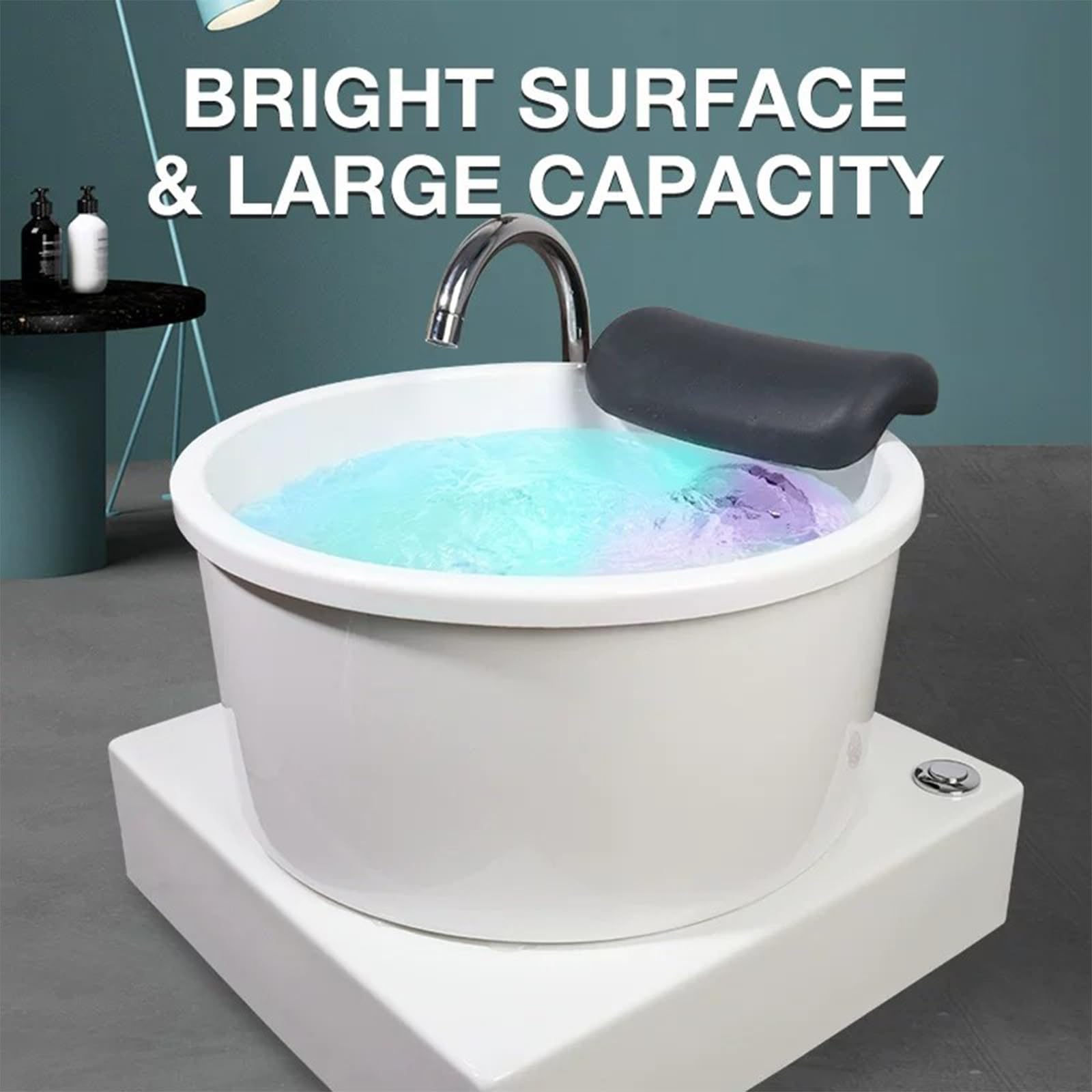 Massaggiatore Termale Piedi D'acqua, Vasca Piedi Rotonda Con 7 Luci LED | Design Ad Alta Capacità, Design Acrilico Monopezzo, Design Del Tappetino In PU