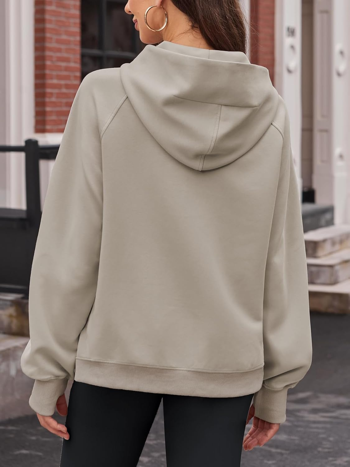 DJT Womens Hoodies Funnel Neck Long Sleeve Side Slit Pullover Sweatshirts with Pocket 2025 Fall Fashion Outfits - Image 4