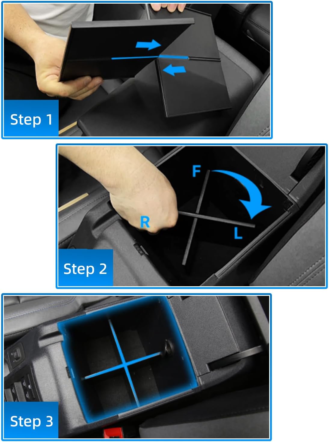 Bestview Center Console Armrest Divider Organizer Compatible with Fo-rd Bronco 2021-2024 2/4-Door, 4 Compartments ABS Secondary Storage Box Accessories