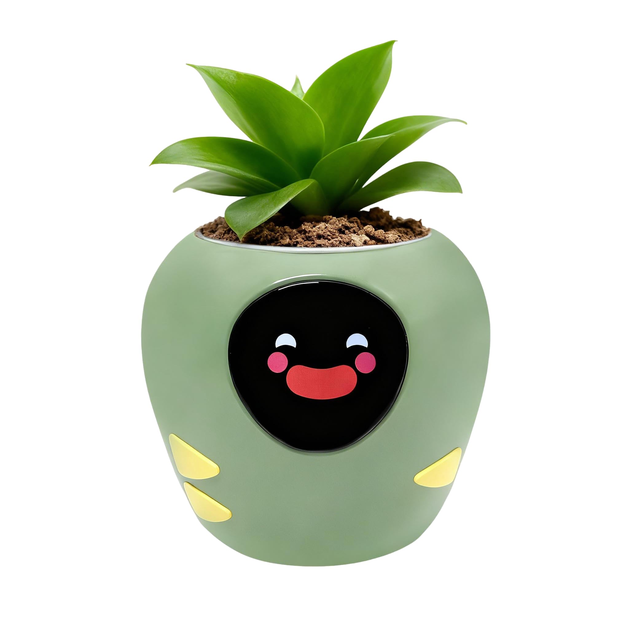 Odpaltoy Smart Plant Pot with Expression, AI Intelligent Flower Pot for Indoor Decoration, Smart Garden Pot with Water/Light/Temperature Sensors, Ivy AI Planter (Green（Big）)