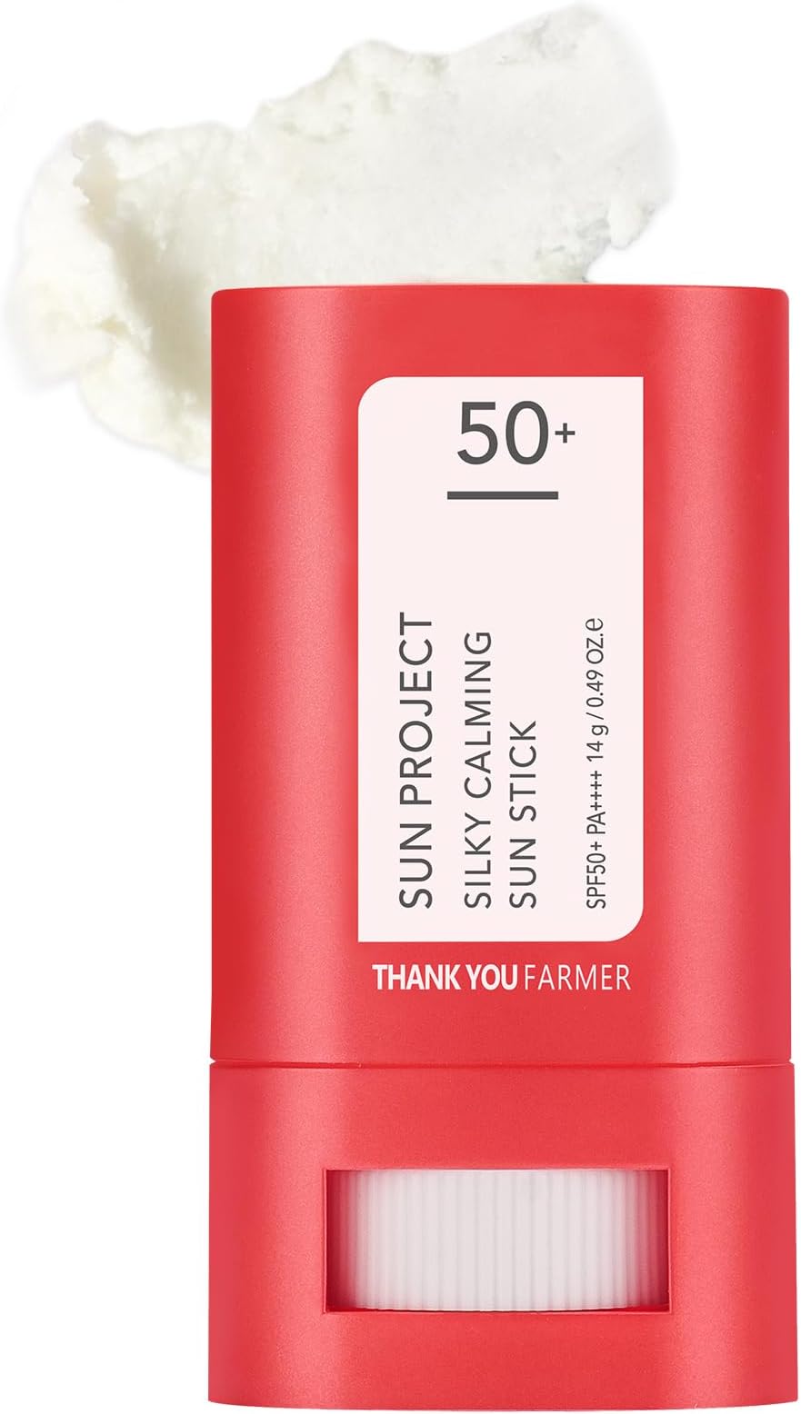 THANKYOU FARMER Sun Project Silky Calming Sun Stick SPF50+ PA++++, Water-Resistant, Matte Finish, Calamine and Centella Asiatica, Korean Sunscreen Stick Face, Travel Size, Korean Sunscreen for Face