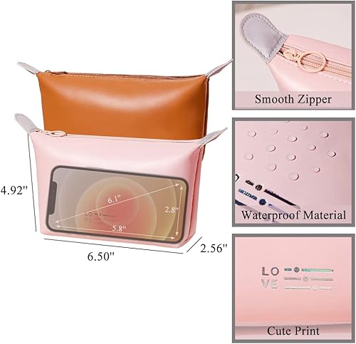 Miniatura 7 de Cosmetic Bag Set Toiletry Bag for Women Waterproof Makeup Pouch for Purse Travel Portable Zip Pouch Aesthetic Makeup Bag(Light Blue＋Light Green)