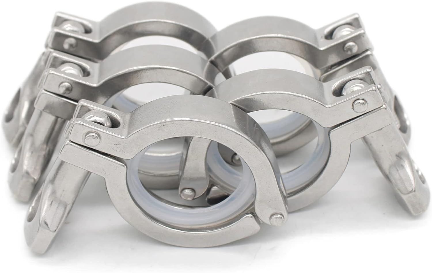 QiiMii 13MHHM Stainless Steel 304 Single Pin Heavy Duty Tri Clamp with Wing Nut for Ferrule TC 1.5"(5 Pack) (1.5 Inch)