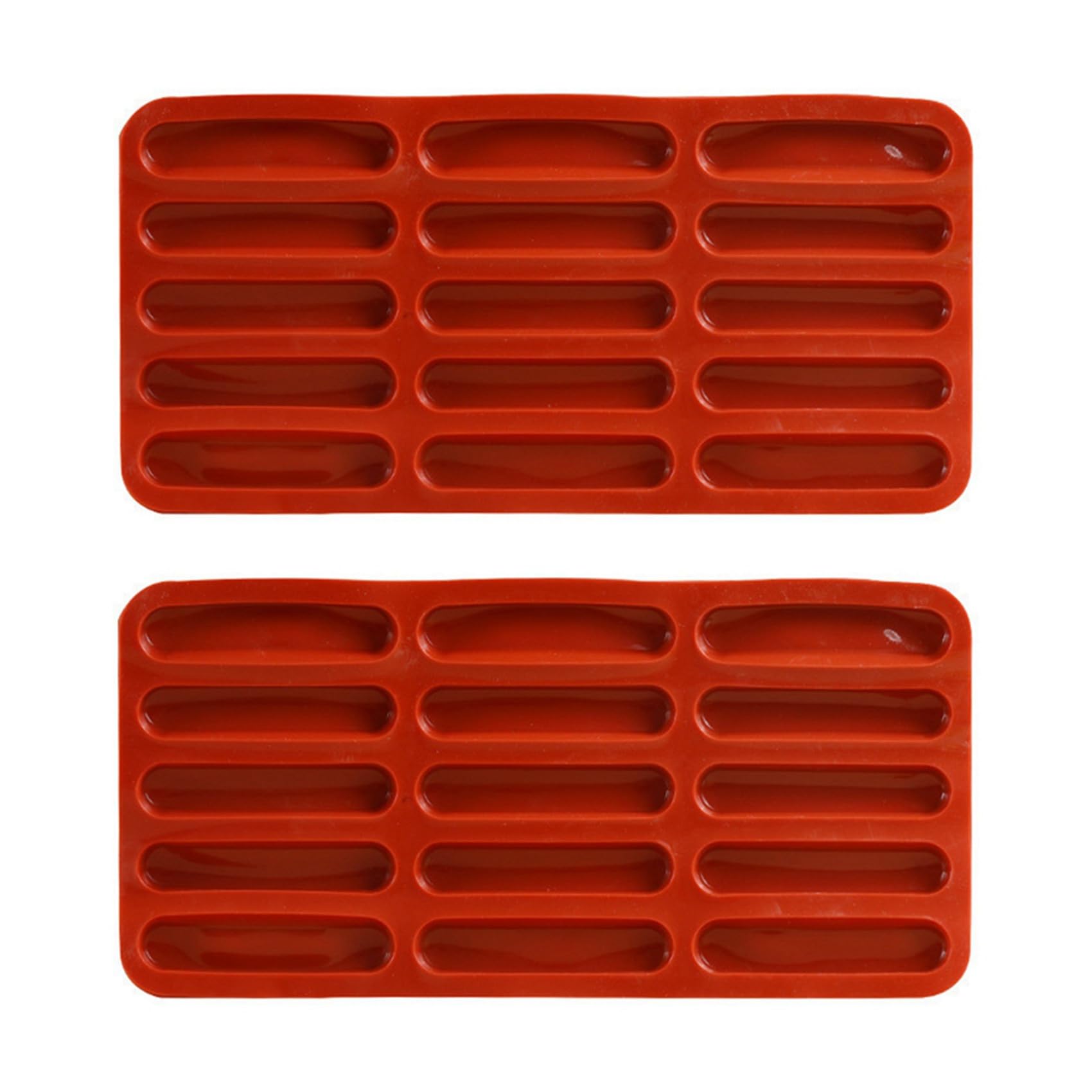 Hndhbfgrt 2X Tiramisu Finger Biscuit Silicone Mould,15 Cavities Cereal Bars Baking Mould,Chocolate Bar Mold, Long Strip