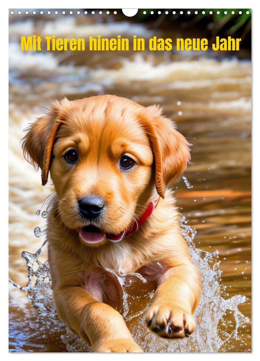 With animals into the new year UK-Version (Wall Calendar 2026 DIN A3 Portrait), CALVENDO 12 Month Wall Calendar — image 1