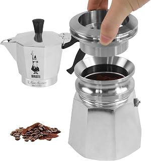 4-6-Cup Moka Pot Tamper, 304 SS Dosing Funnel & Distributor, Silver | Suitable for Moka pots with a diameter of 2.76-2.83 Inches