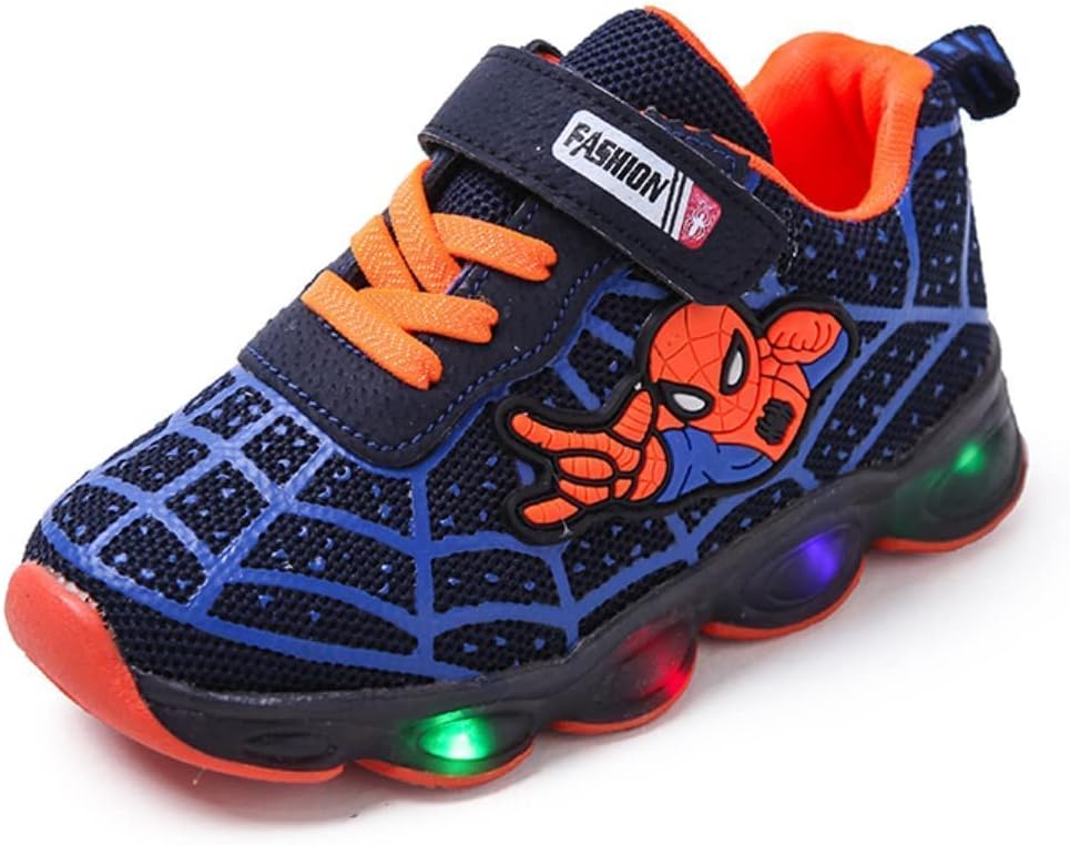 RAYCHYToddler Boys Girls Light Up Shoes LED Lightweight Mesh Breathable Walking Sneakers Blue