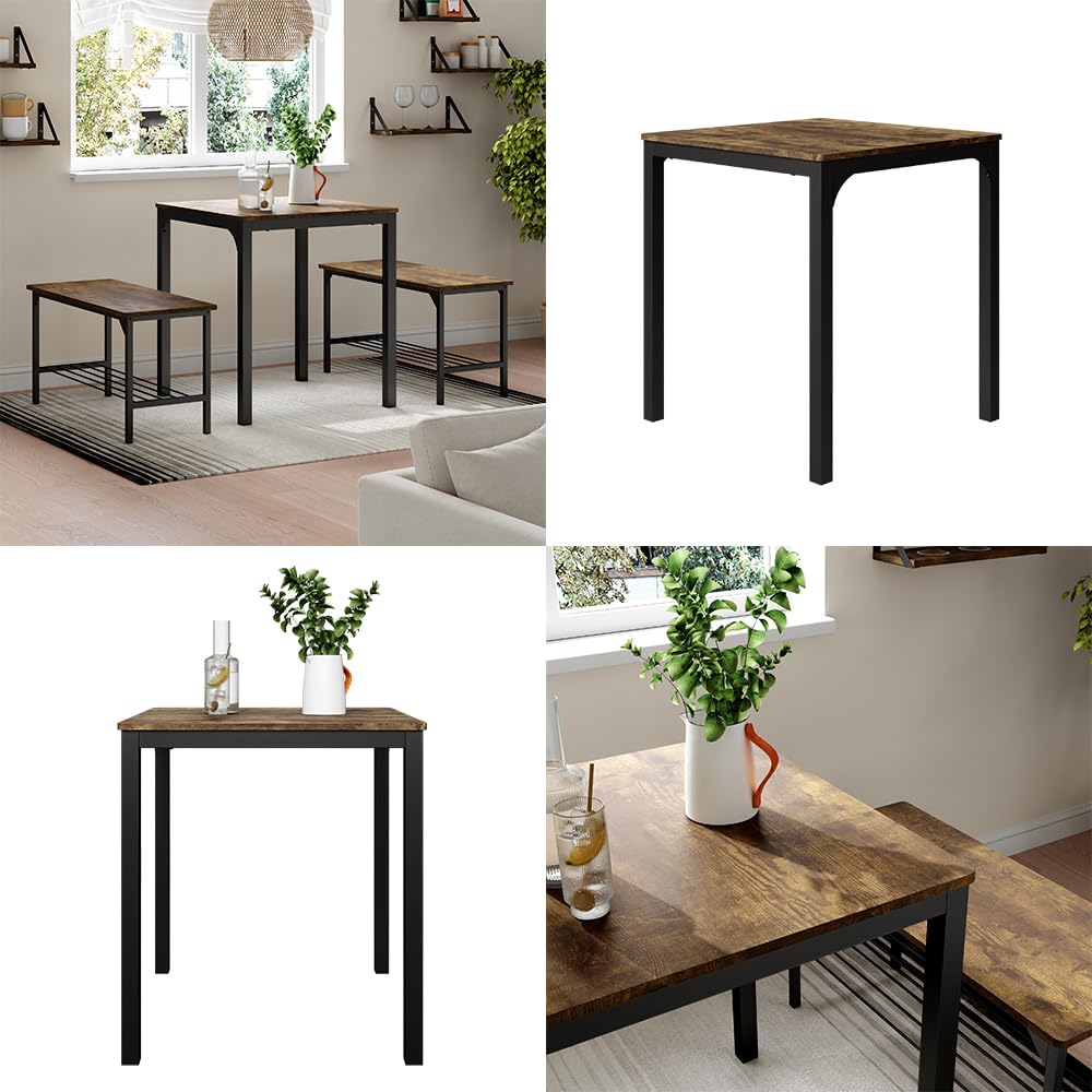 Vicco Table de Salle à Manger Fyrk, Noir/chêne Rustique, 70x70cm, Convient pour Salle à Manger, Cuisine ou espaces extérieurs Couverts