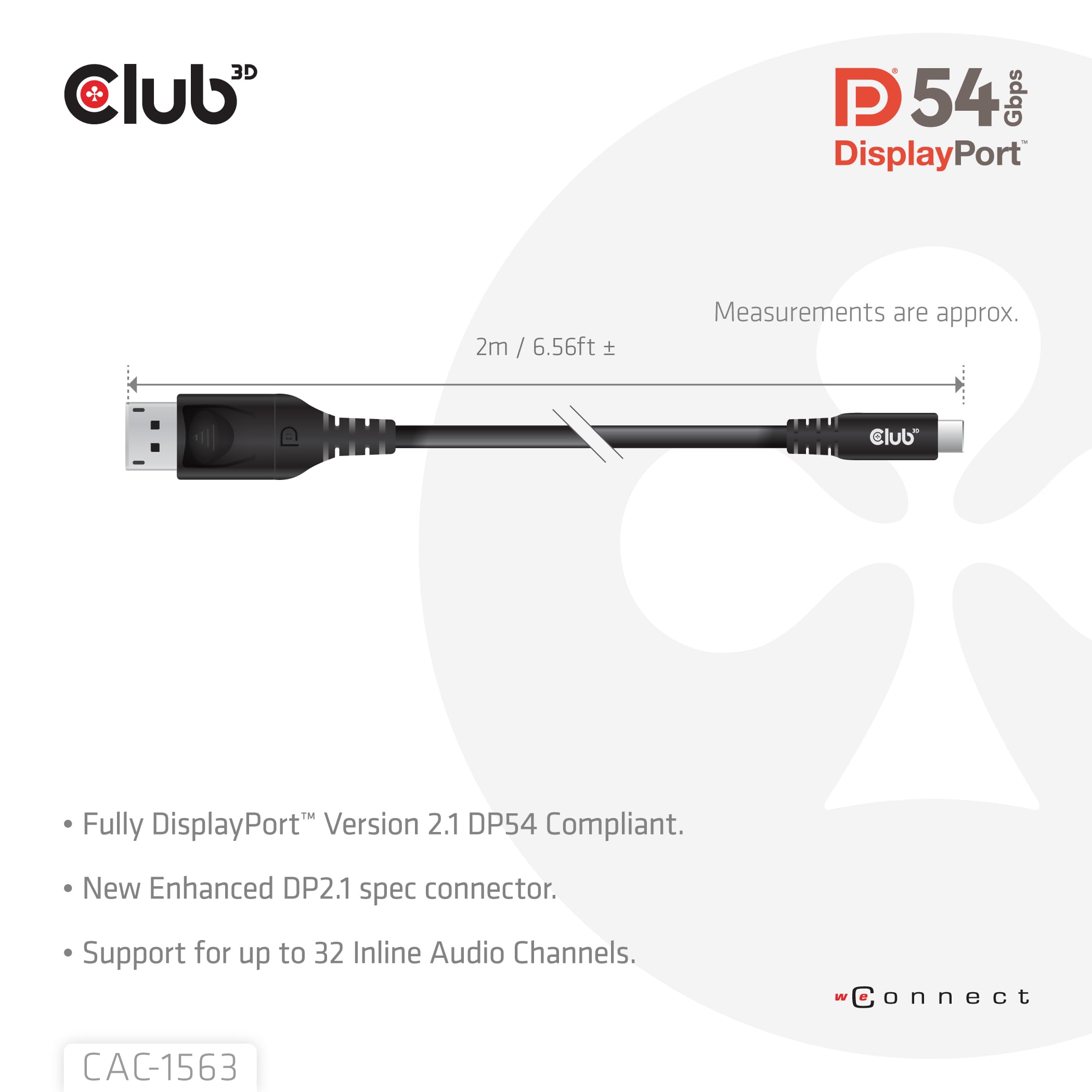 Club3D CAC-1563 USB-C na DisplayPort 2.1 DP54 kabel dwukierunkowy 8K120Hz 2m